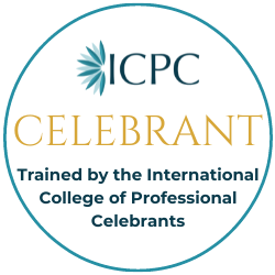 ICPC celebrant logo. Trained by the International College of Professional Celebrants